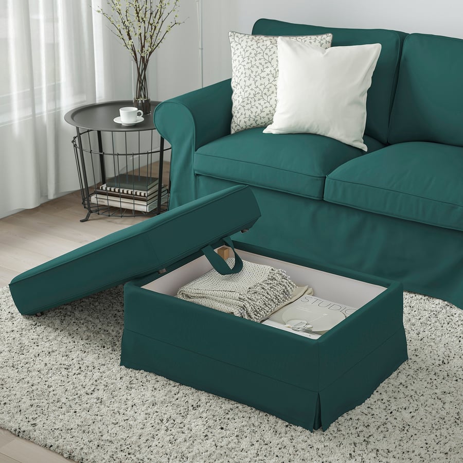 EKTORP ottoman, Totebo dark turquoise IKEA