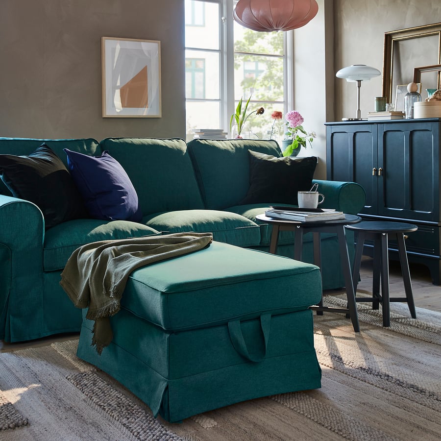EKTORP ottoman, Totebo dark turquoise IKEA