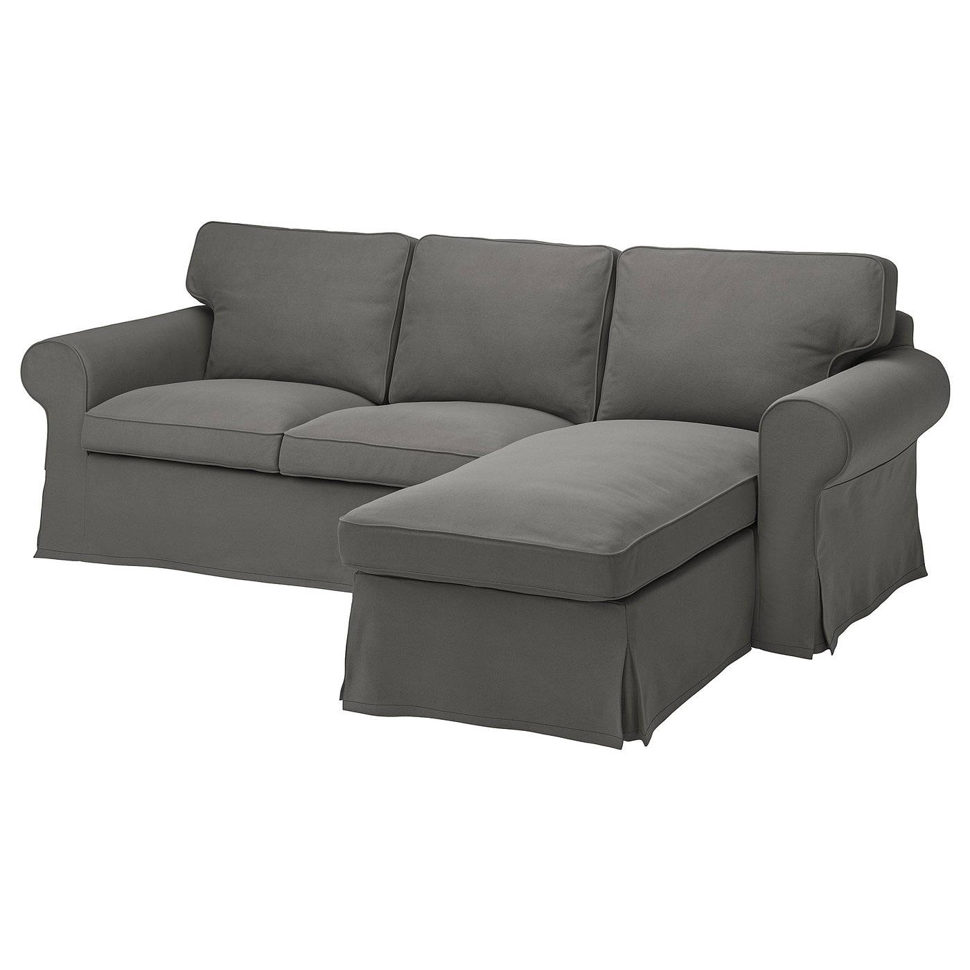 EKTORP sofa with chaise, Hakebo dark gray IKEA