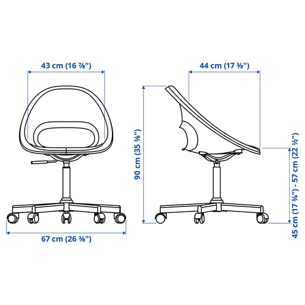 ELDBERGET / MALSKÄR Swivel chair + pad, dark gray/orange