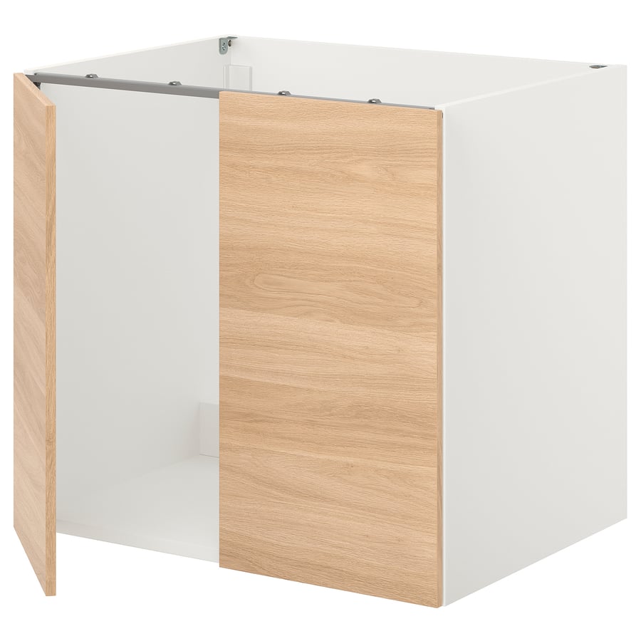 ENHET base for sink w doors, white/oak effect, 80x62x75 cm (311
