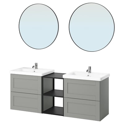 ENHET Bathroom, anthracite/gray frame, 164x43x65 cm