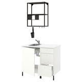 ENHET Kitchen, anthracite/white, 103x63.5x222 cm