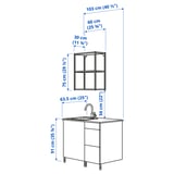 ENHET Kitchen, anthracite/white, 103x63.5x222 cm