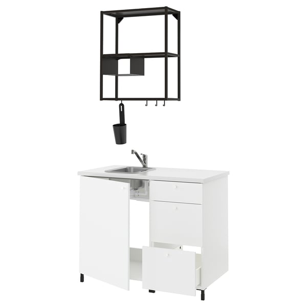 ENHET Kitchen, anthracite/white, 103x63.5x216.5 cm