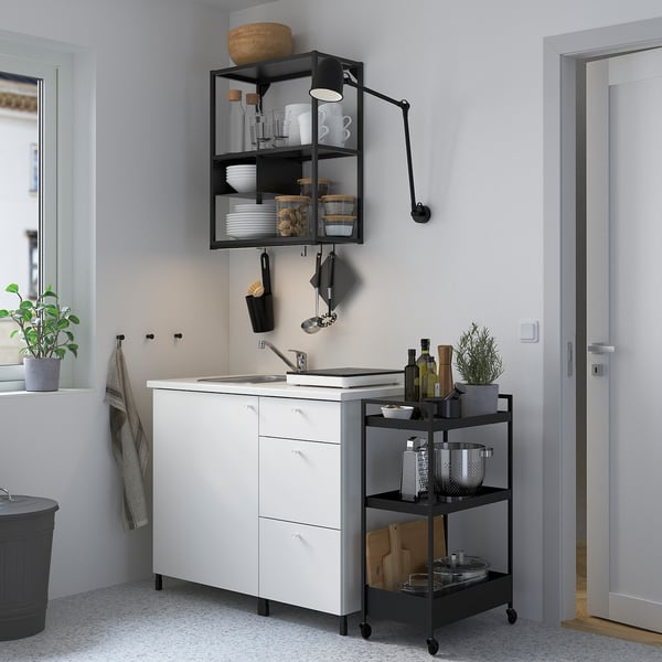 ENHET Kitchen, anthracite/white, 103x63.5x216.5 cm
