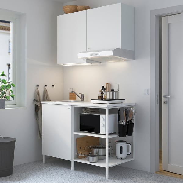 ENHET Kitchen, white, 123x63.5x222 cm