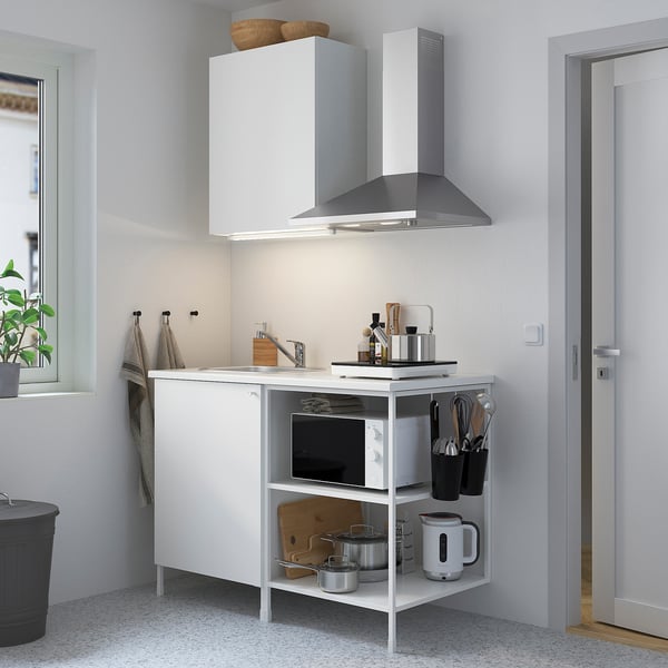 ENHET Kitchen, white, 123x63.5x222 cm