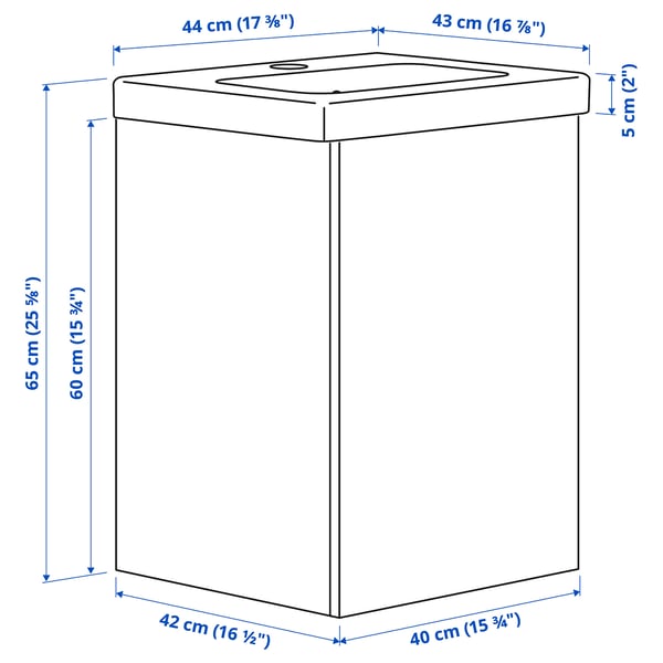 Illustration with measurements for the product: ENHET.