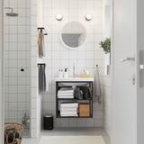 ENHET / TVÄLLEN Open sink cabinet with 2 shelves, anthracite, 64x43x65 cm