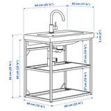 ENHET / TVÄLLEN Open sink cabinet with 2 shelves, anthracite, 64x43x65 cm