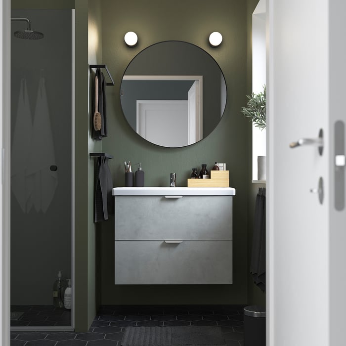 ENHET / TVÄLLEN Sink cabinet with 2 drawers, Gray - IKEA