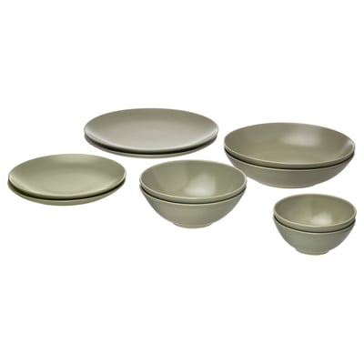 FÄRGKLAR 10-piece service, matte green