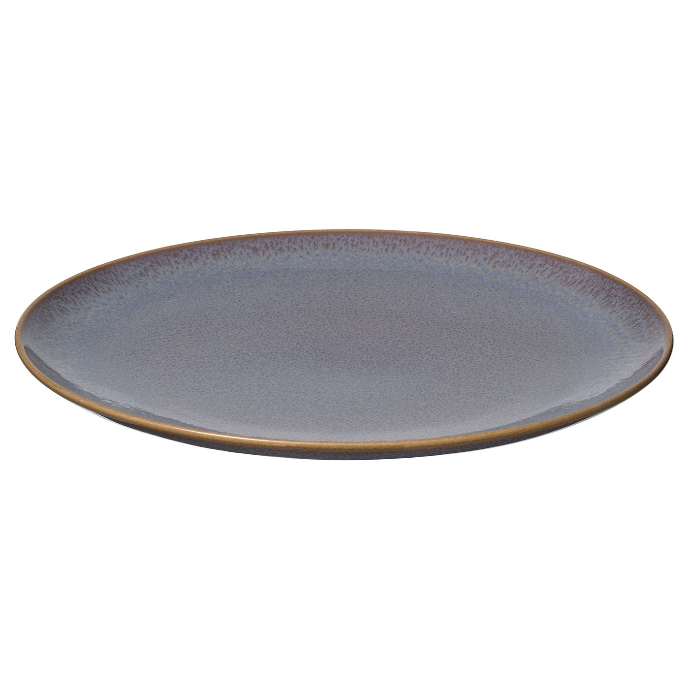 FÄRGKLAR dinner plate, blue glaze, stoneware material, round shape, simple design.