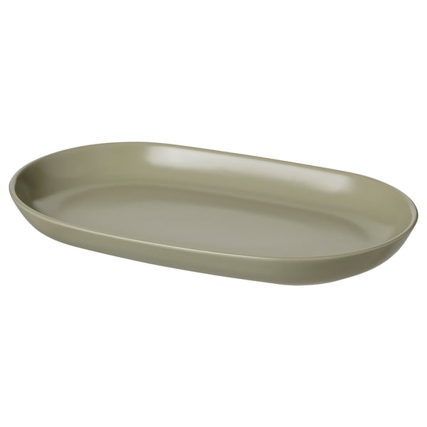 FÄRGKLAR Serving plate, matte green, 32x18 cm