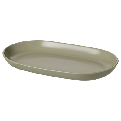 FÄRGKLAR Serving plate, matte green, 32x18 cm