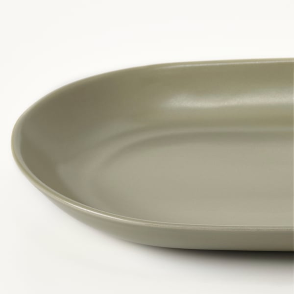 FÄRGKLAR Serving plate, matte green, 32x18 cm