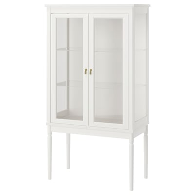 FÄRJKARL Glass-door cabinet, off-white, 87x45x161 cm