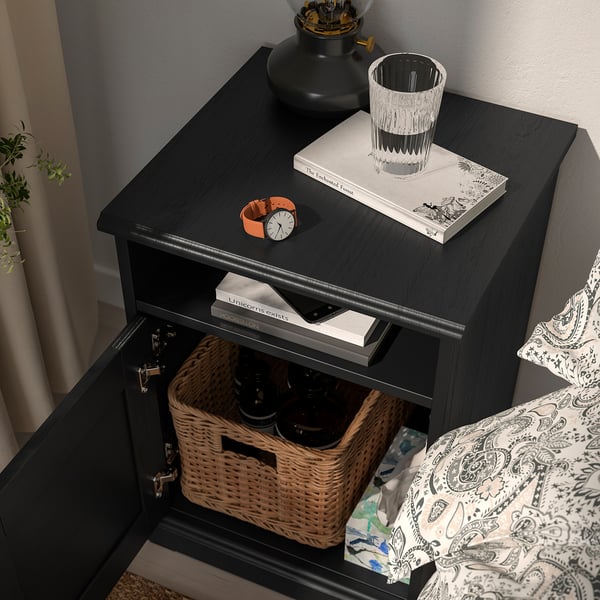 FÅGELFJÄLLET Nightstand, black oak effect, 42x41x56 cm