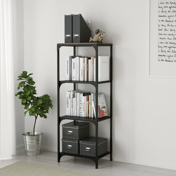 FJÄLLBO Shelf unit, black, 51x136 cm