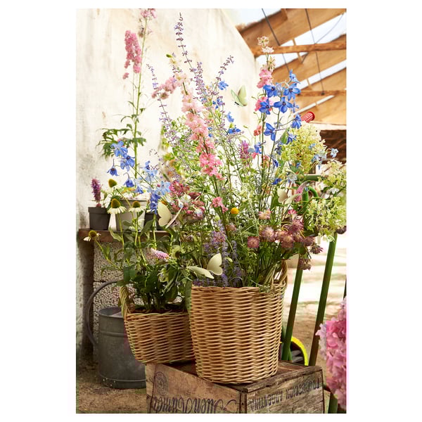 FLODBJÖRK Plant pot, indoor/outdoor light gray-brown, 24 cm