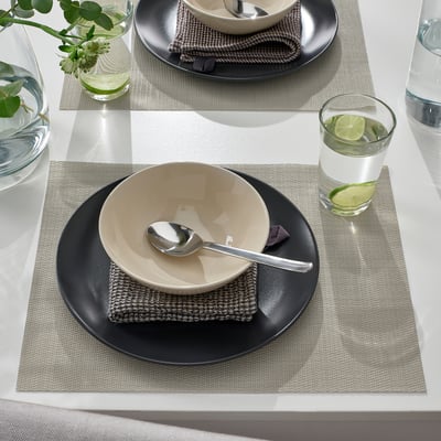 FLYGFISK Placemat, light beige, 38x30 cm