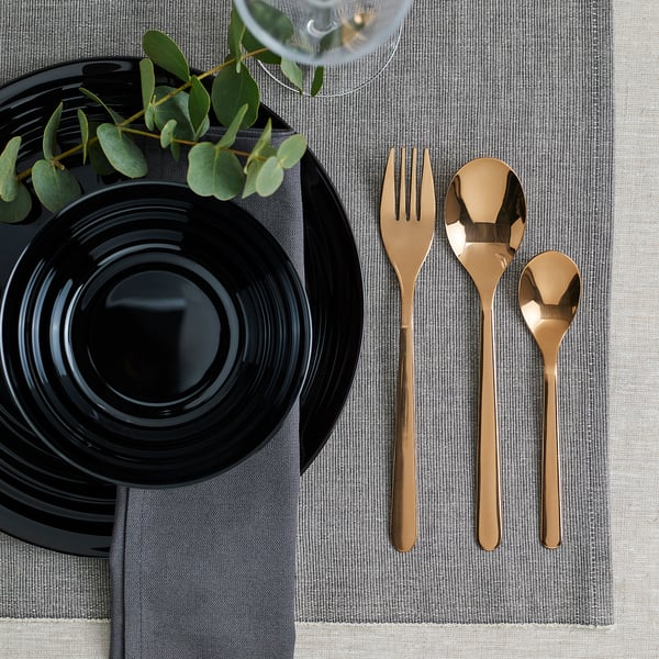 FÖRNUFT 18-piece flatware set, rose-gold color