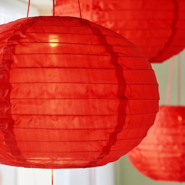 FÖSSTA LED lantern, battery operated/red