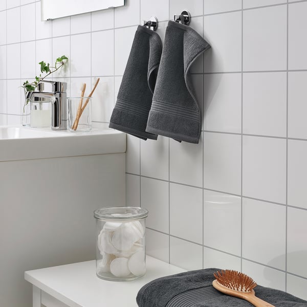 FREDRIKSJÖN Washcloth, dark gray, 30x30 cm