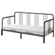 A black, metal FYRESDAL day-bed with a white mattress, suitable for space-saving and versatile use.