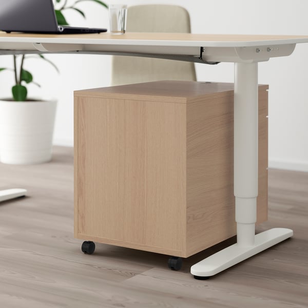 GALANT drawer unit on casters, white stained oak veneer, 45x55 cm (173
