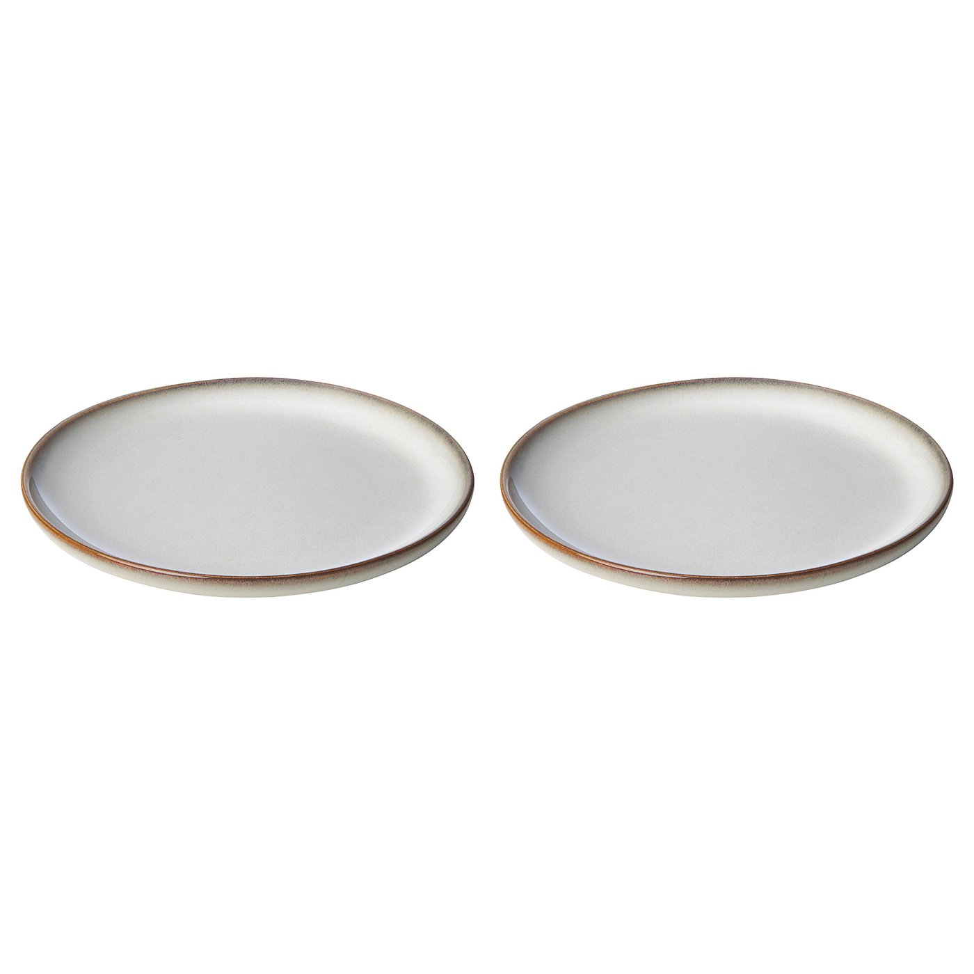Two GLADELIG side plates, sandy-glazed, round, stoneware. Ideal for asian dishes, bread, or desserts.