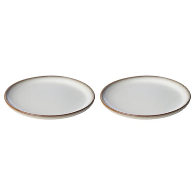 Two GLADELIG side plates, sandy-glazed, round, stoneware. Ideal for asian dishes, bread, or desserts.