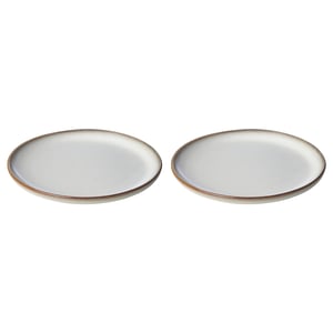Two GLADELIG side plates, sandy-glazed, round, stoneware. Ideal for asian dishes, bread, or desserts.