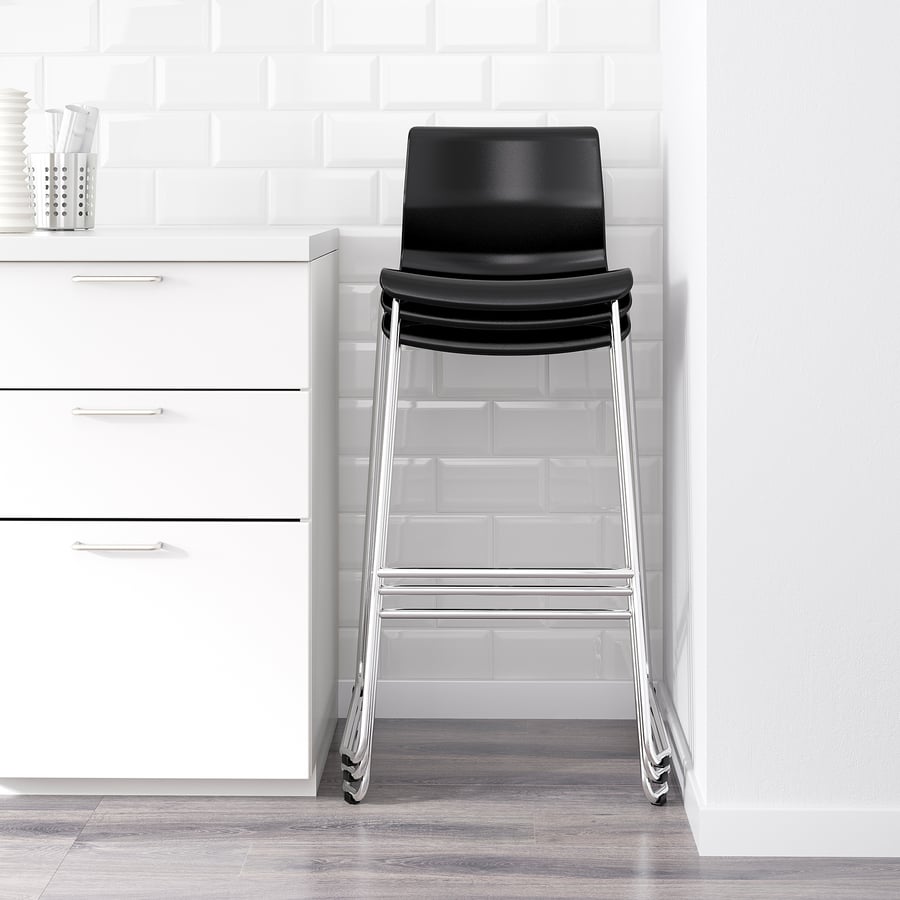 GLENN bar stool, black/chrome plated, 77 cm (303/8") IKEA