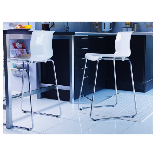 GLENN bar stool, white/chrome plated, 77 cm (303/8") IKEA