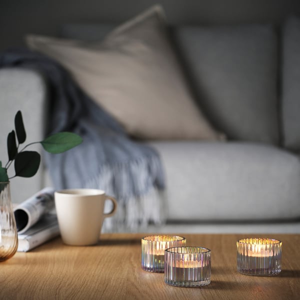 GLIMMA Unscented candle in a metal cup