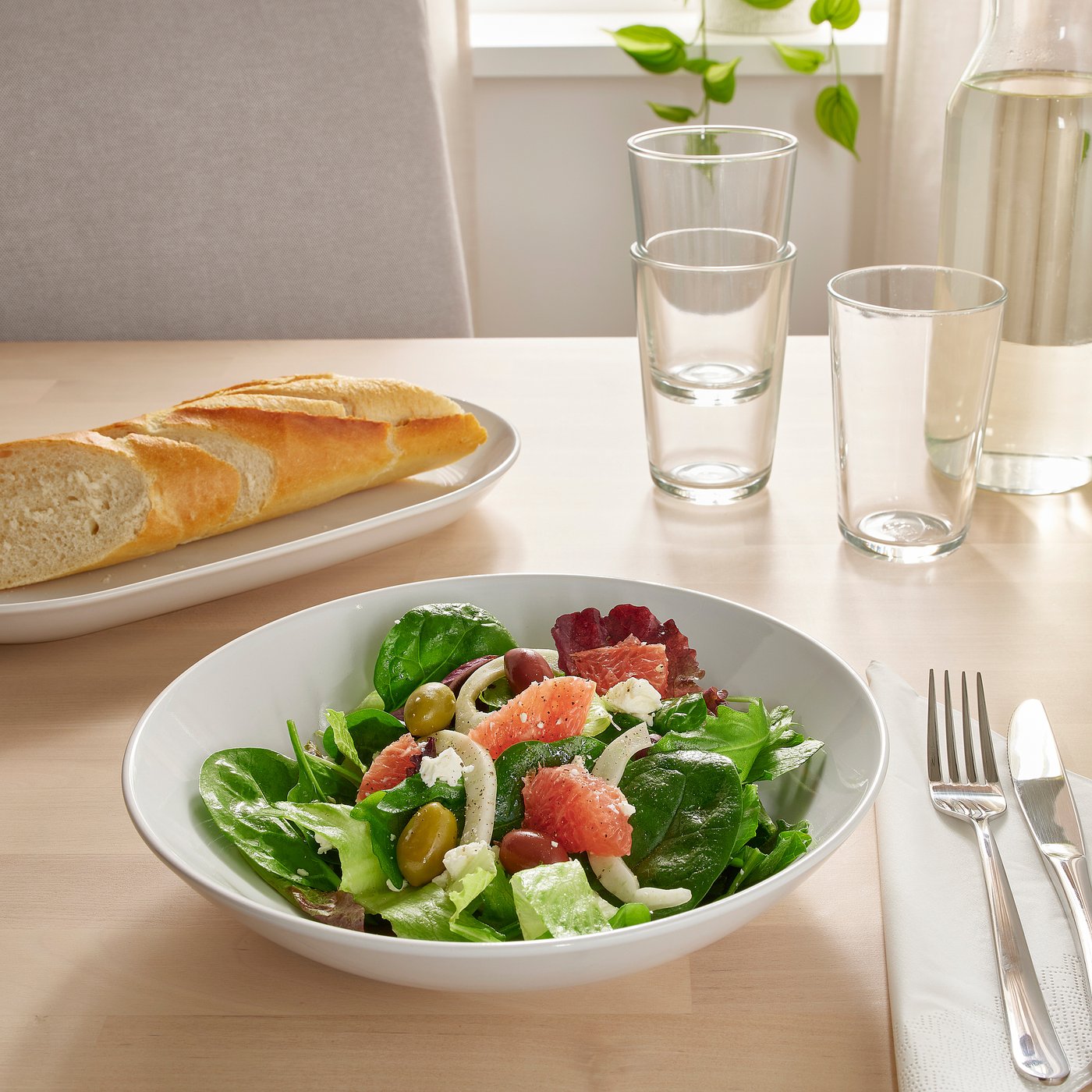 GODMIDDAG deep plate/bowl, white, 23 cm (9