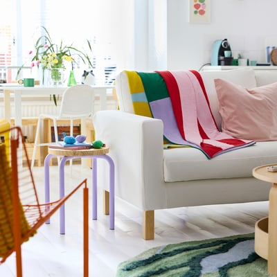 GREJSIMOJS Blanket, patterned/multicolor, 130x170 cm