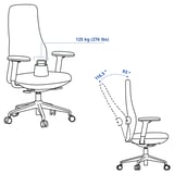 GRÖNFJÄLL Office chair with armrests, Letafors gray/black