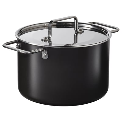 GULDÖRING Pot with lid, non-stick coating stainless steel/black-gray, 3 l