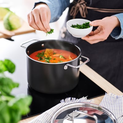 GULDÖRING Pot with lid, non-stick coating stainless steel/black-gray, 3 l