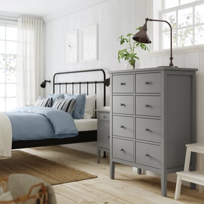 GULLABERG 8-drawer chest, gray/anchor/unlock function, 89x48x122 cm
