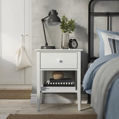 GULLABERG Nightstand, with 1 drawer with shelf/white, 53x43x69 cm