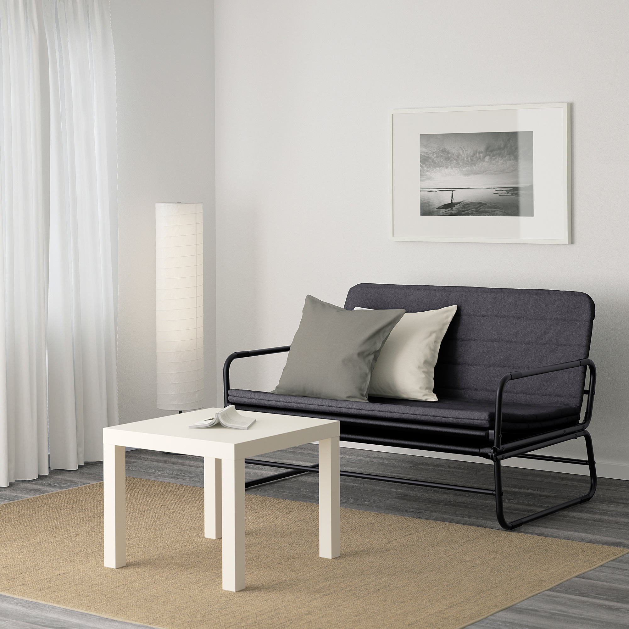 HAMMARN Sleeper sofa, Knisa dark gray/black