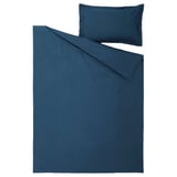 HAMPFLOCKEL Comforter cover and pillowcase, dark blue, 150x200/50x80 cm