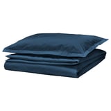 HAMPFLOCKEL Comforter cover and pillowcase, dark blue, 150x200/50x80 cm