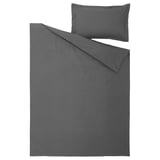 HAMPFLOCKEL Comforter cover and pillowcase, dark gray, 150x200/50x80 cm