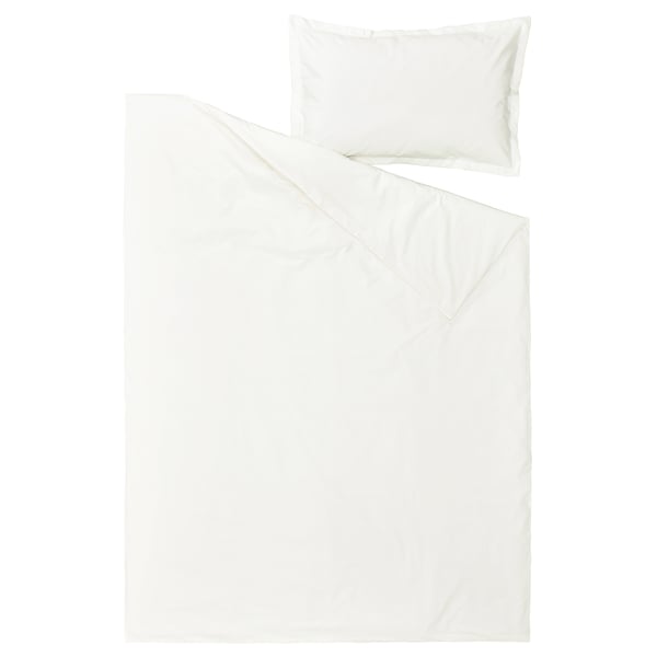 HAMPFLOCKEL Comforter cover and pillowcase, white, 150x200/50x80 cm