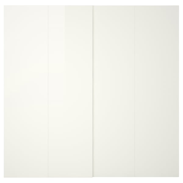 HASVIK Pair of sliding doors, high gloss white, 200x236 cm